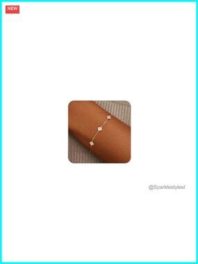 14K gold plated four leaf clover birthstone bracelet dainty stackable